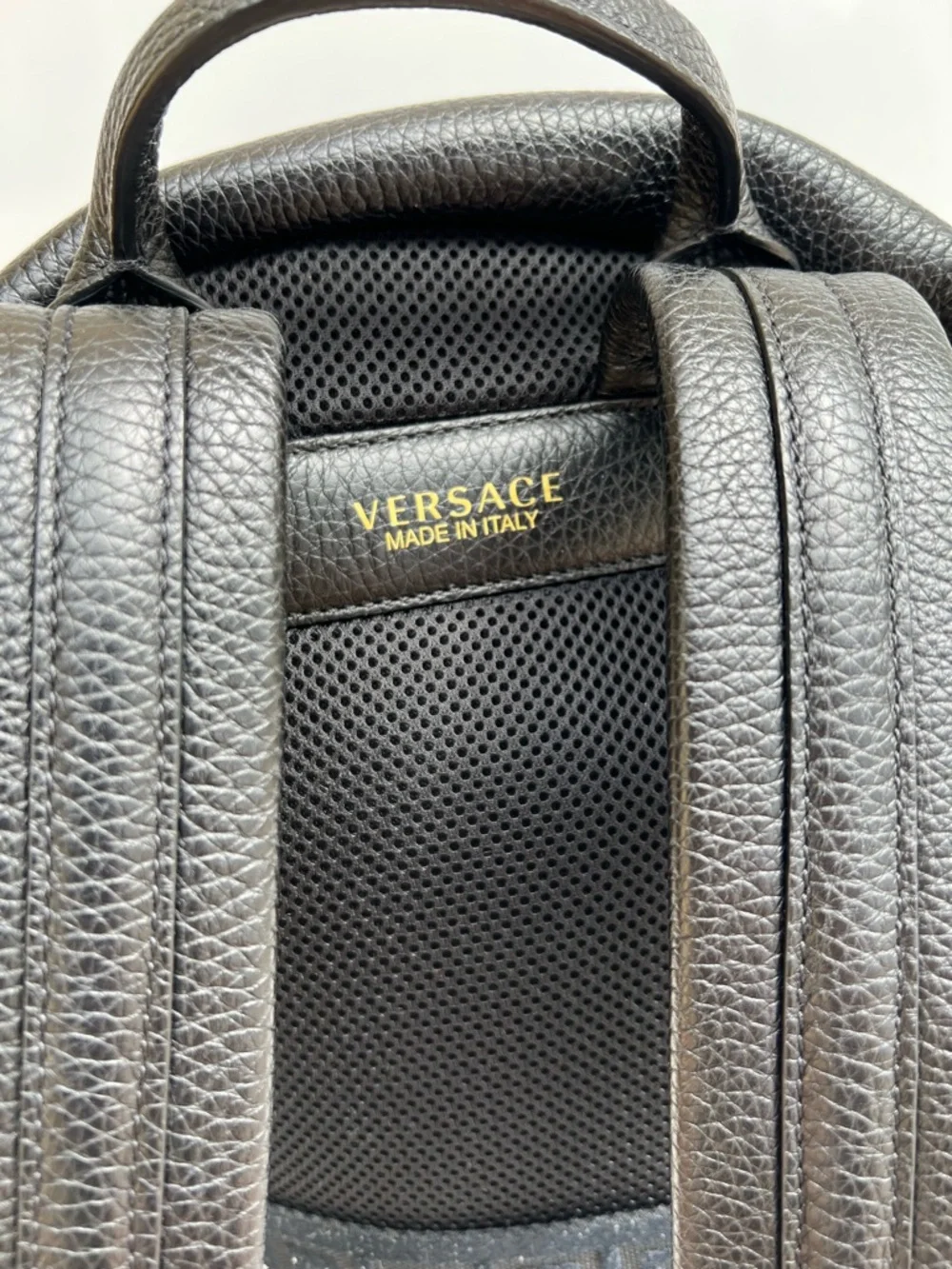 Versace Leather Medusa Backpack Black Travel Bag